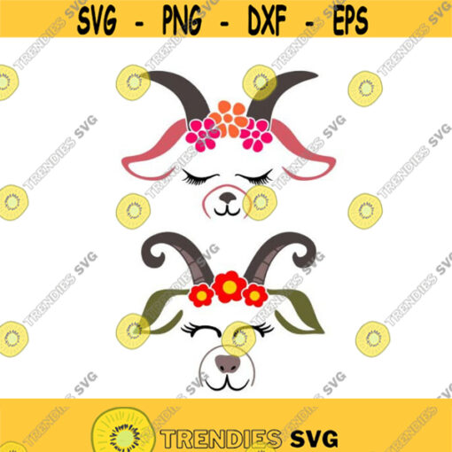 Goat Animal Flowers cuttable Design SVG PNG DXF eps Designs Cameo File Silhouette Design 2061