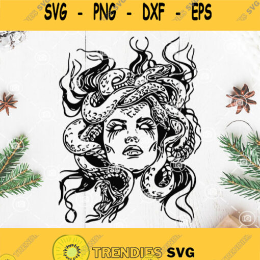 Goddess Medusa Svg Mythology Svg Witch Svg Woman Face With Snakes Svg