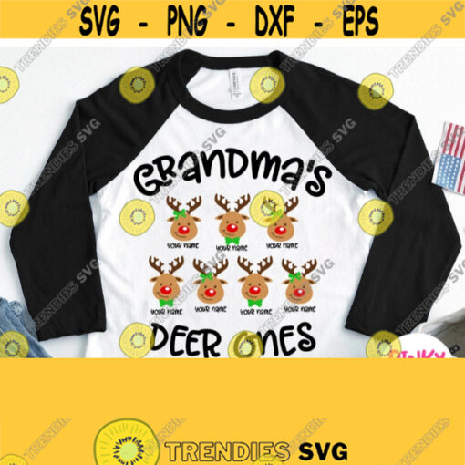 Grandmas Deer Ones Svg Grandmother Christmas Shirt Svg Granny of 234567 Grandkids Cricut Cut File Silhouette Dxf Image Printable Design 25