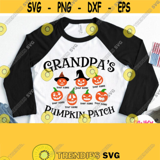Grandpas Pumpkin Patch Svg Grandfather Halloween Shirt Svg Design with Grandkids Halloween Granddad svg Cricut Silhouette Iron on Png Design 506