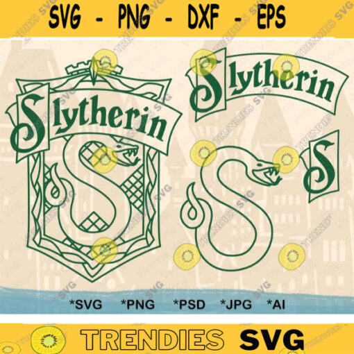 Green Snake Crest and Banner SVG Bundle Snake Emblem Outline School of Magic SVG Cut File Snake Crest Banner Outline Letter S svg