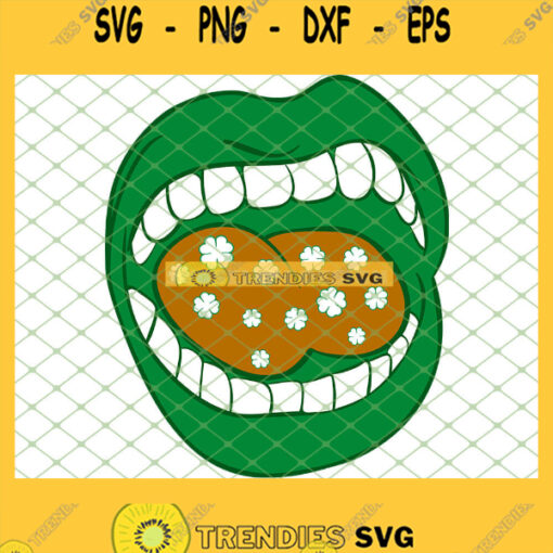 Green St PatrickS Day Mouth Open Four Leaf Clover SVG PNG DXF EPS 1