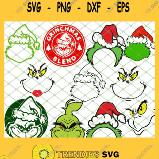 Grinch Face Ornament SVG PNG DXF EPS 1