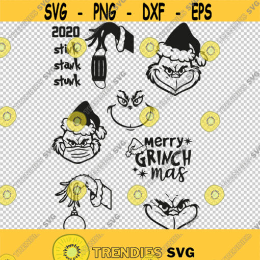 Grinchmas Grinch Face Stink Stank Stunk Mask Bundle Collection SVG PNG EPS File For Cricut Silhouette Cut Files Vector Digital File