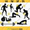 Gym Workout SVG Bundle People Exercise Silhouette Clip Art SVG Files For Cricut Eps Png dxf ClipArt Svg logo design Weights Design 331