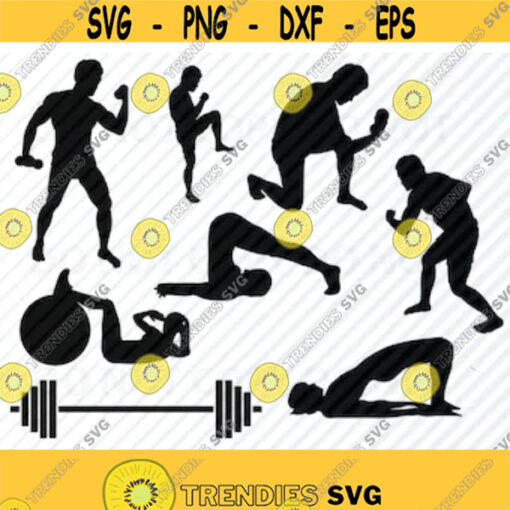 Gym Workout SVG Bundle People Exercise Silhouette Clip Art SVG Files For Cricut Eps Png dxf ClipArt Svg logo design Weights Design 331