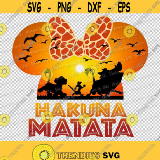 Hakuna Matata Lion King Sunset Mickey Head Bow JPG PNG Digital File