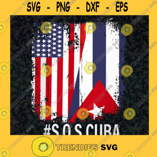 Half American Cuban Flag Svg Sos Cuba Svg Cuba Flag Svg Happy Inden
