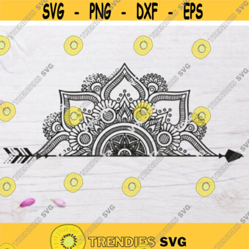 Half Mandala Design SVG PNG PDF Cricut Silhouette Cricut svg Silhouette svg Digital Download Mandala Arrow Design 2007