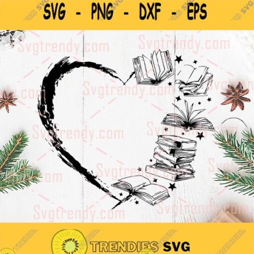 Half Of Book Heart Svg Book Heart Vector Reading Book Svg Book Lover