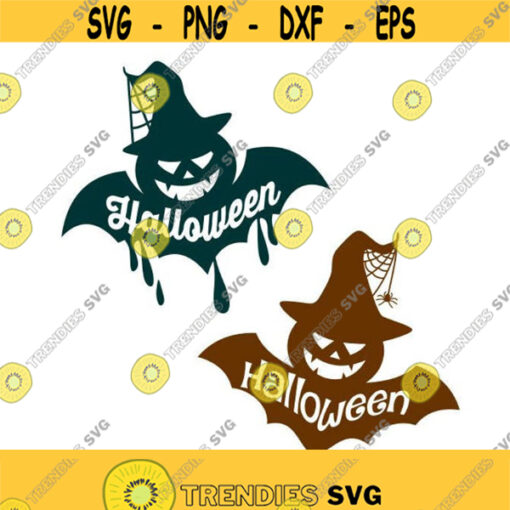 Halloween Bat Pumpkin Cuttable SVG PNG DXF eps Designs Cameo File Silhouette Design 1190