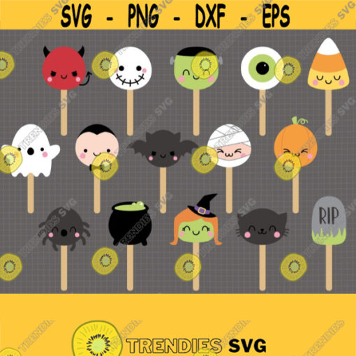 Halloween Cake Pops SVG. Kids Sweets Clipart. Cute Candy Lollipop Vector Cut Files for Cutting Machine. Digital Instant Download png dxf eps Design 617
