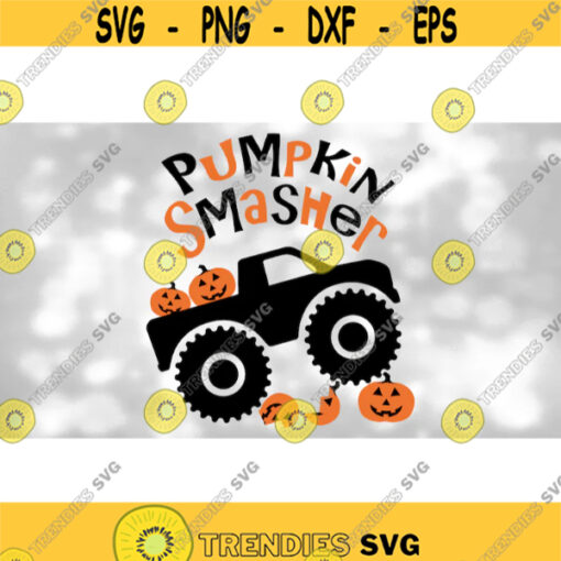 Halloween Clipart Pumpkin Smasher Black White Orange Cartoon Monster Truck with Crushed Jack O Lanterns Digital Download SVG PNG Design 1491