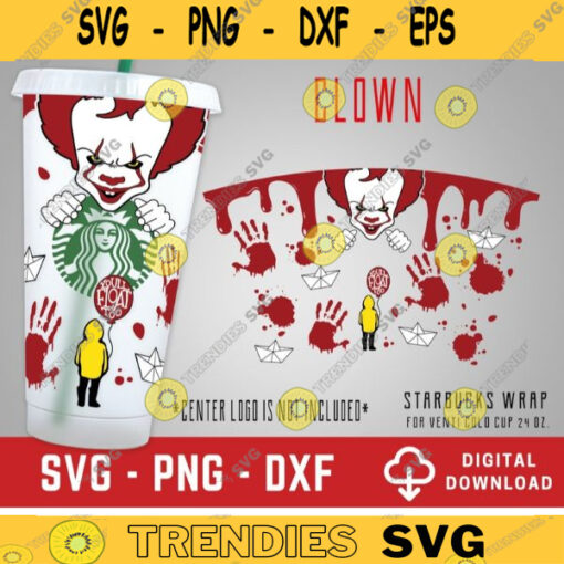 Halloween Clown Starbucks Cold Cup SVG Full Wrap for Starbucks Venti Cold Cup Halloween Starbuck SVG Files for Cricut Instant Download 47