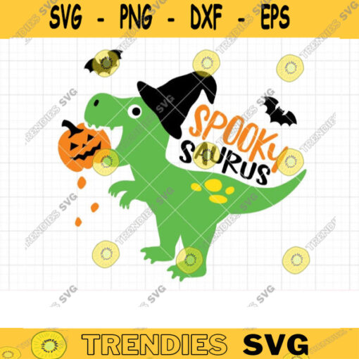 Halloween Dinosaur Svg Spooky Saurus Rex Svg T Rex with Pumpkin Svg Kid Halloween T Shirt Design Svg Cut File Dxf Png Cricut Silhouette copy