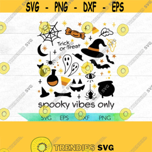 Halloween Doodles SVG Spooky vibes only Halloween SVG Trick or Treat design halloween bag SVG Adult halloween shirts Mom shirt Design 239
