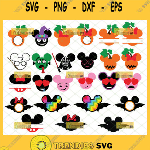 Halloween Mickey Head Monogram Svg Bundle 1