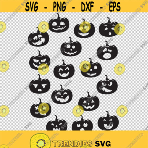 Halloween Pumpkin Face Jack O Lantern Bundle Collection SVG PNG EPS File For Cricut Silhouette Cut Files Vector Digital File