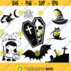Halloween SVG Bundle 2 Witch Hat Vector Images Silhouette Clip Art Coffin Bats Black Cat SVG Files For Cricut Eps Png Vampire ClipArt Design 431