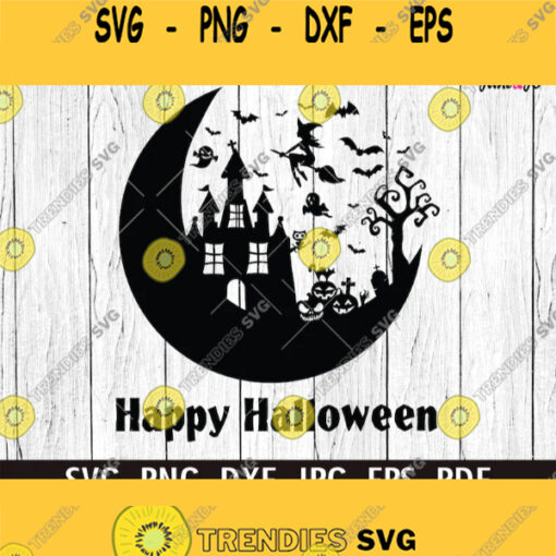 Halloween SVGHalloween Witch SvgHalloween Shirt svg ClipartHalloween VectorHalloween SilhouetteHalloween SVG PNG Moon Ghost Bat Cat