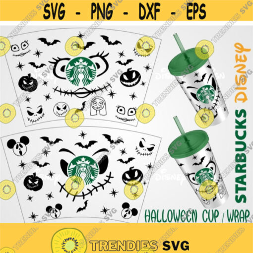 Halloween SvgNightmare SvgJack SvgSally SvgJack and Sally Full Wrap for Venti Cold CupSeamless Full WrapStarbucks SvgEpsPng Design 161