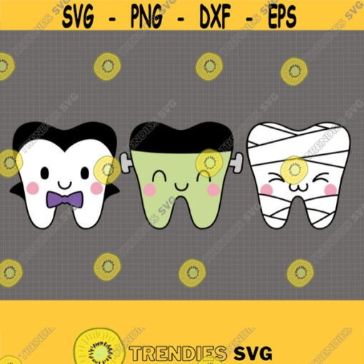 Halloween Tooth Fairy SVG. Dracula Frankenstein Mummy Tooth Cut Files. Cute Kids Vector Files for Cutting Machine dxf eps png Download Design 739