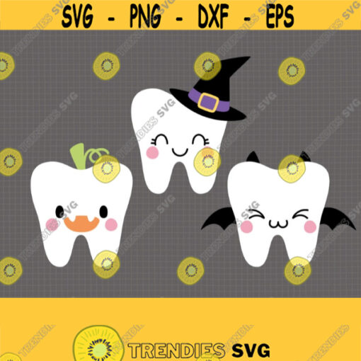 Halloween Tooth Fairy SVG. Pumpkin Witch Bat Tooth Cut Files. Cute Kids Vector Files for Cutting Machine dxf eps png Instant Download Design 736