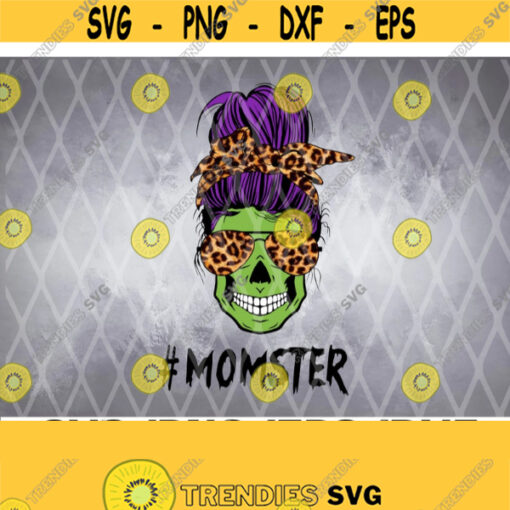Halloween skull Momster svg mom skull svg mom of monsters momster hairbun SVG PNG eps dxf Design 261