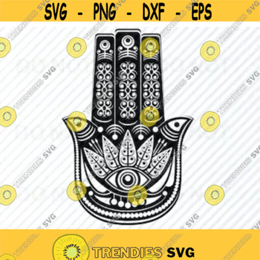 Hamsa Hand SVG files Silhouette Vector Images Clipart Jewish Islam Buddhism SVG Image For Cricut tribal evil eye svg Eps Png Dxf Design 114