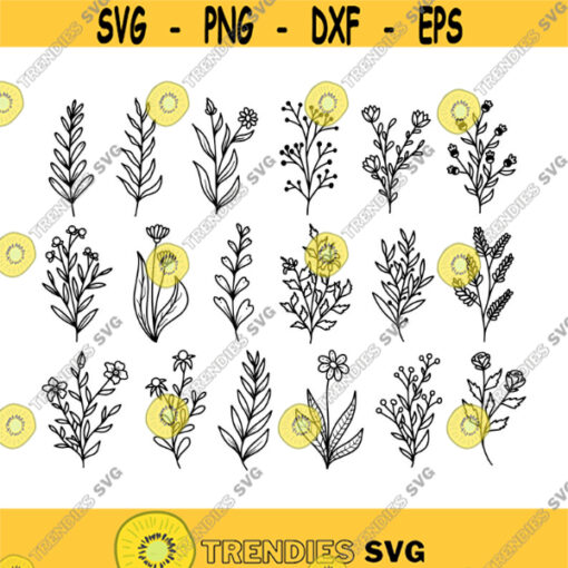 Hand Drawn Flowers Decal Files cut files for cricut svg png dxf Design 171