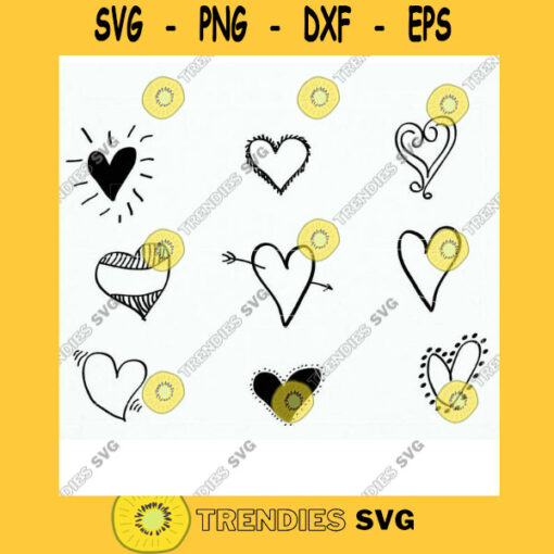 Hand Drawn Heart SVG Doodle Heart Heart Png Love Heart Svg Dxf Png Clipart Vector Cricut Silhouette Files