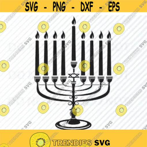 Hanukkah SVG Silhouette Vector Images Clipart Hanukkah Menorah SVG Image For Cricut Jewish candle Eps Png Dxf clip art Design 401