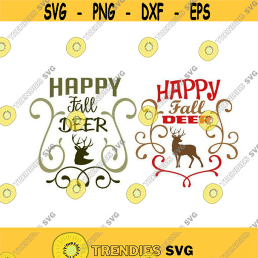 Happy Fall Deer Cuttable Design SVG PNG DXF eps Designs Cameo File Silhouette Design 1270
