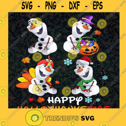 Happy HalloThanksMas Walt Disney Vacation Olaf Halloween Thanksgiving Christmas SVG PNG EPS DXF Silhouette Cut Files For Cricut Instant Download Vector Download Print File