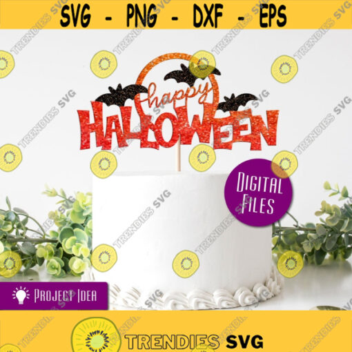 Happy Halloween Sign SVG Halloween Wreath Sign Svg Halloween Bats Sign Svg Halloween Cutout Svg Halloween Cake Topper Halloween Decor Design 303