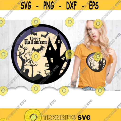 Happy Halloween Svg Files For Cricut Haunted House Svg Bat Svg Halloween Sign Svg Full Moon Svg Graveyard Svg Halloween Shirt .jpg