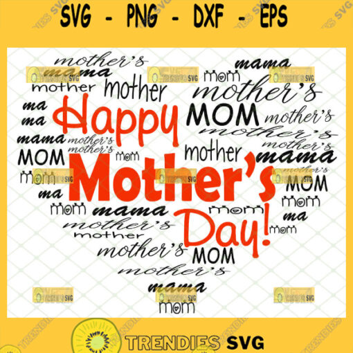 Happy MotherS Day Love Heart Word Art Svg Mama Mom Signature Svg 1
