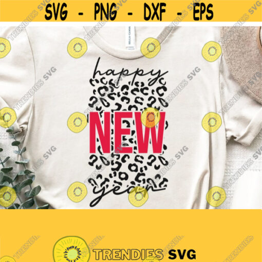 Happy New Year Svg Christmas Shirt Svg Cut File Leopard Svg Cricut Silhouette File Commercial Use Instant Digital Download Vector Design 1521