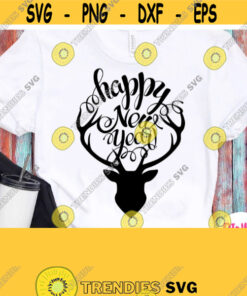 Happy New Year Svg Reindeer Antlers With Saying Cutting Printing File For Cricut Silhouette Iron On Heat Press Transfer Sublimation Design 985