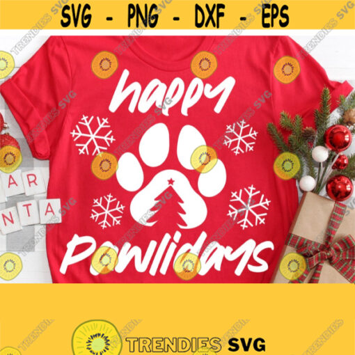Happy Pawlidays Svg Christmas Svg Dog Christmas Shirt Svg Cute Puppy Svg File Cricut Cut Silhouette SvgEpsDxfPdf Vector Clipart Design 1613