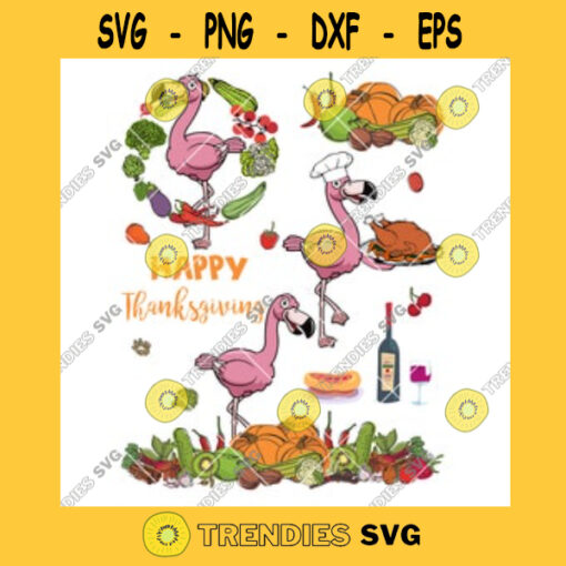 Happy Thanksgiving Flamingo Chef Its Fall Yall PNG JPG