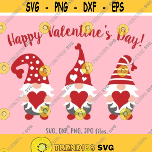Happy Valentines Day svg Valentines Day Gnomes svg Valentine decor svg Three Gnomes Holding Hearts Love svg Gnomes svg Gnome shirt svg Design 168