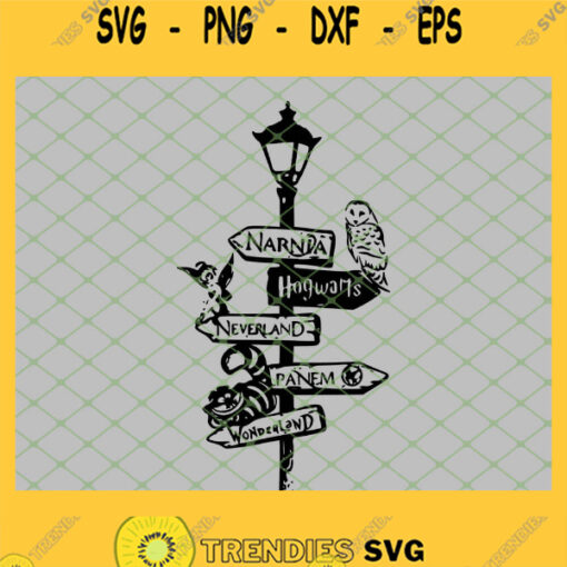 Harry Potter Narnia Hogwarts Neverland Panem Wonderland Lamp Post Owl Cat SVG PNG DXF EPS 1