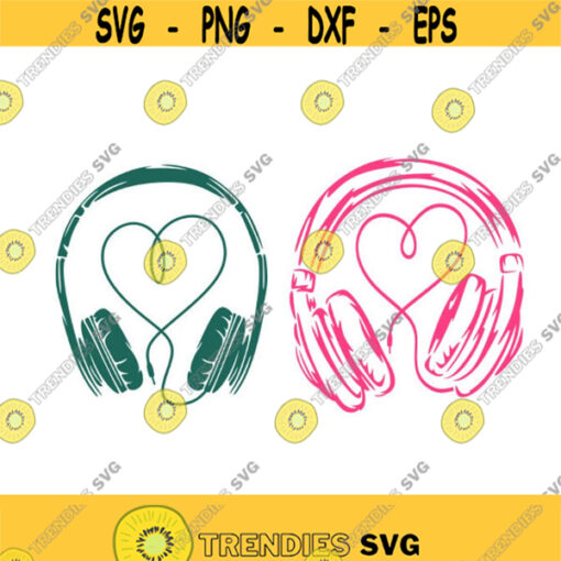 Headphone Heart Love Music Cuttable Design SVG PNG DXF eps Designs Cameo File Silhouette Design 371