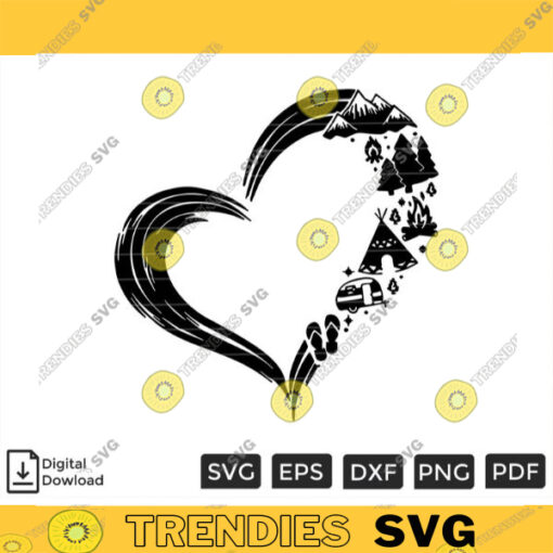 Heart Camper SVG PNG Camping SVG Custom File Printable File for Cricut Silhouette