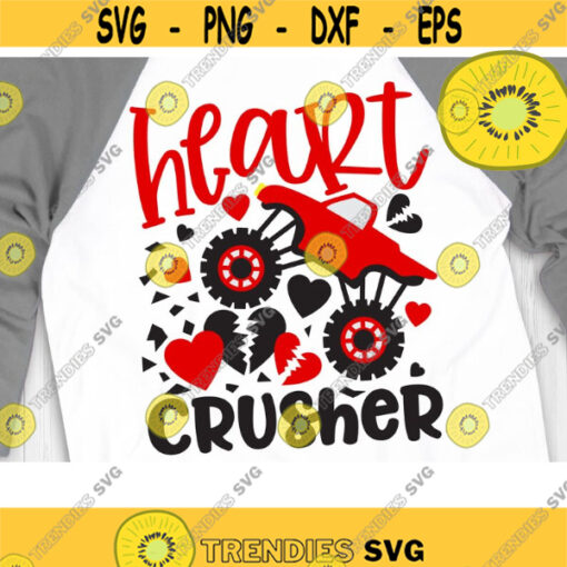 Heart Crusher Monster Truck Svg Valentines Day Svg Valentine Boy Shirt Monster Truck Svg Crush Car Svg Design 107 .jpg