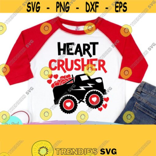 Heart Crusher SVG Boys Valentine Svg Monster Truck Svg Boys Shirt Svg Svg Eps Dxf Png PDF Cutting Files For Silhouette Cameo Cricut Design 766