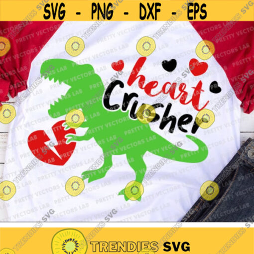 Heart Crusher Svg Valentine Dinosaur Svg Valentines Day Svg Dxf Eps Png Boy T Rex Clipart Funny Kids Cut Files Silhouette Cricut Design 2565 .jpg