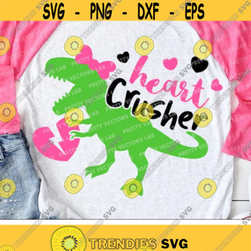 Heart Crusher Svg Valentine Dinosaur Svg Valentines Day Svg Dxf Eps Png Girl T Rex Clipart Funny Kids Cut Files Silhouette Cricut Design 2326 .jpg