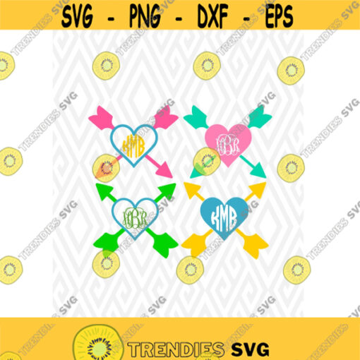 Heart Double Arrows Monogram Cuttable Design in SVG DXF PNG Ai Pdf Eps Design 86